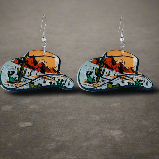 Western Cowboy Hat Acrylic Earrings