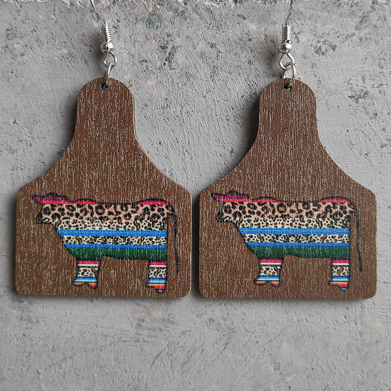 Western Style Aztec Oxwood Brand Earrings