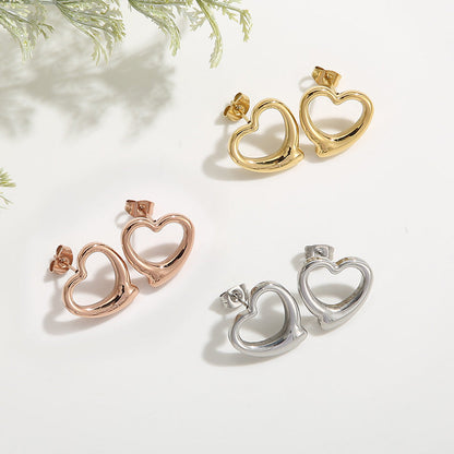 Women's Heart-shaped Sweet Gold Plated Earring