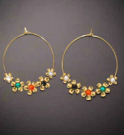 Vintage Small Flower Stainless Steel Gold-plated Earrings