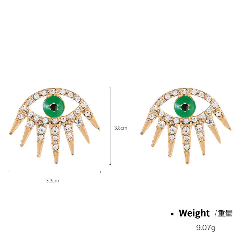 Alloy Gold Plated Diamond Dripping Devil's Eye Earrings