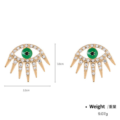 Alloy Gold Plated Diamond Dripping Devil's Eye Earrings