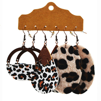 Western Style Leopard Print Cow Earrings