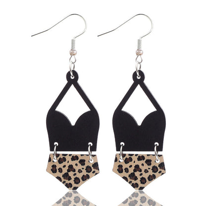 Western Bikini Wooden Geometric Diamond Earrings