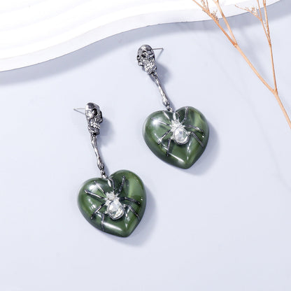 Y2K Skull Spider Love Alloy Earrings