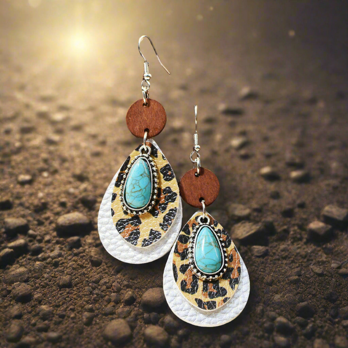 Western Style Multi-layer Leopard Patterned Alloy Turquoise