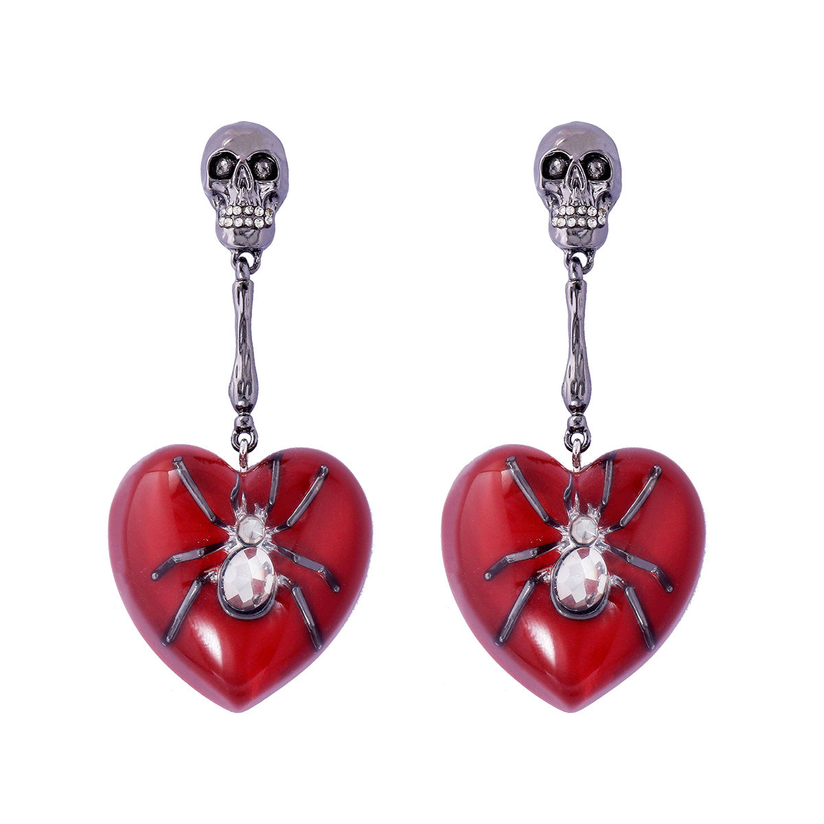 Y2K Skull Spider Love Alloy Earrings