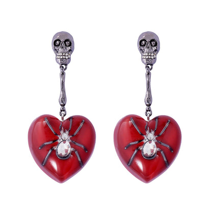 Y2K Skull Spider Love Alloy Earrings