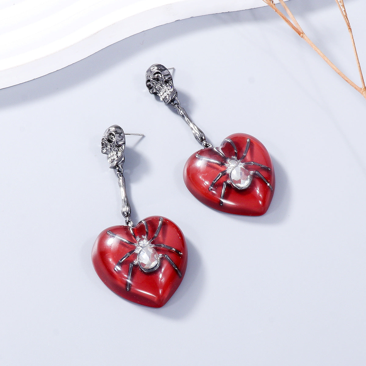 Y2K Skull Spider Love Alloy Earrings