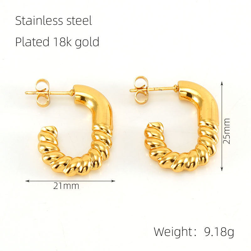 Wholesale Stainless Steel Gold Plated Vintage Geometric Hollow Earrings