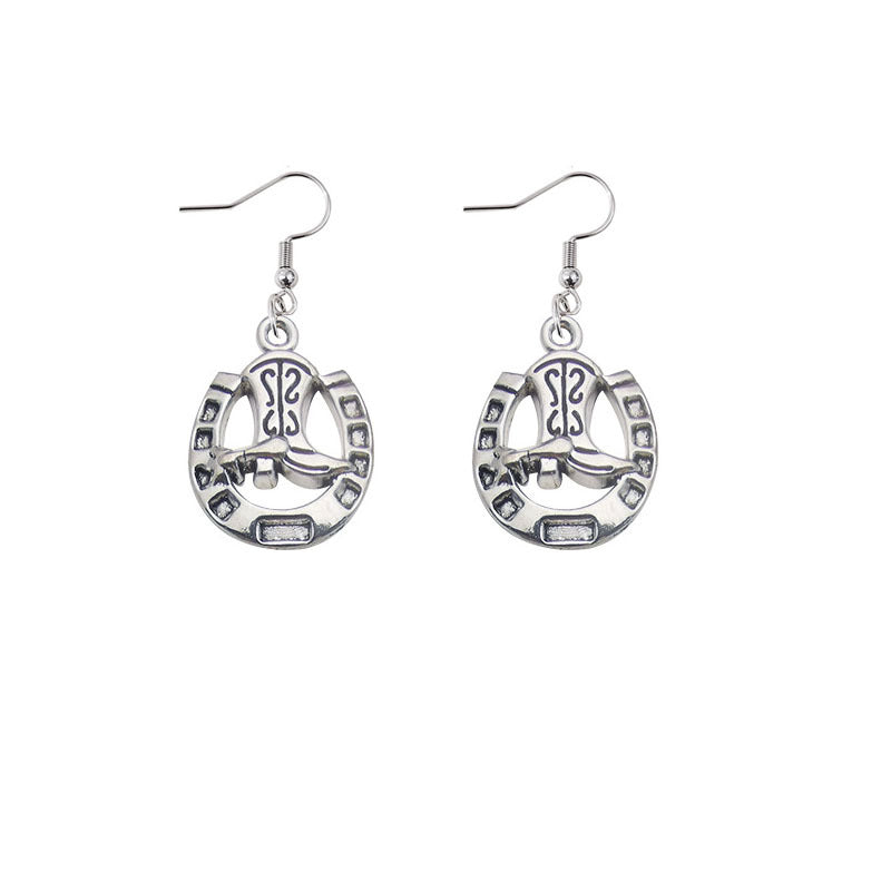 Vintage Western Denim Alloy Earrings