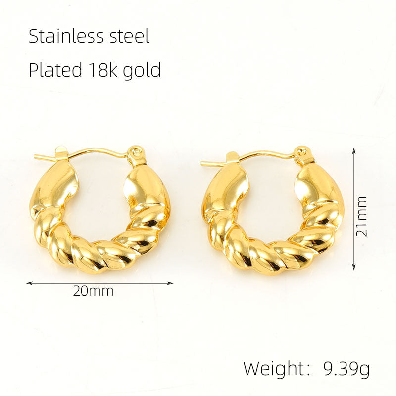 Wholesale Stainless Steel Gold Plated Vintage Geometric Hollow Earrings