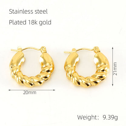 Wholesale Stainless Steel Gold Plated Vintage Geometric Hollow Earrings