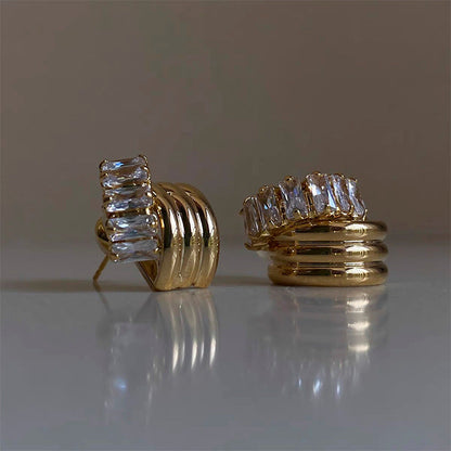 Zirconia Metal Staggered Fashion Earrings