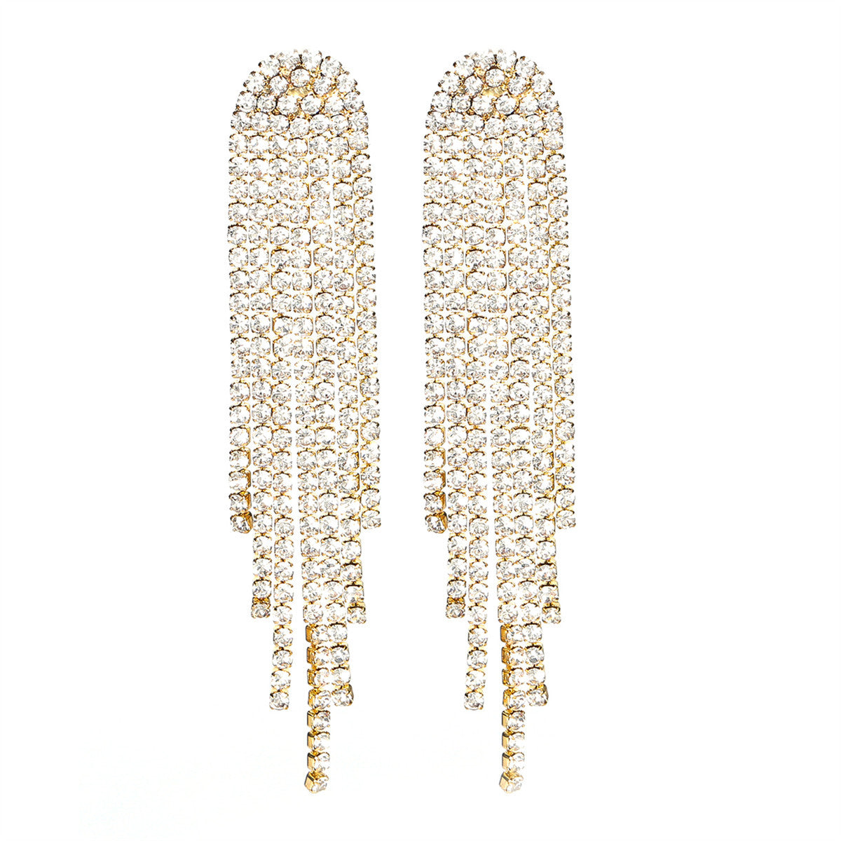 AB Rhinestone Long Tassel Earrings