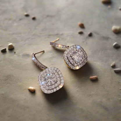 White Copper Full Diamond Micro Inlaid Earrings