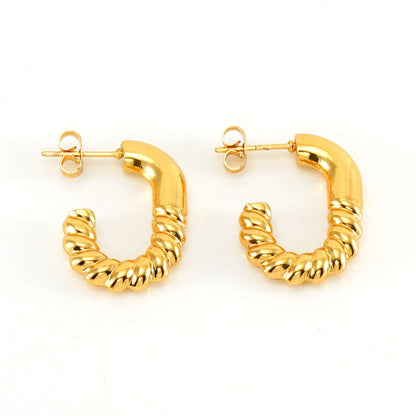 Wholesale Stainless Steel Gold Plated Vintage Geometric Hollow Earrings