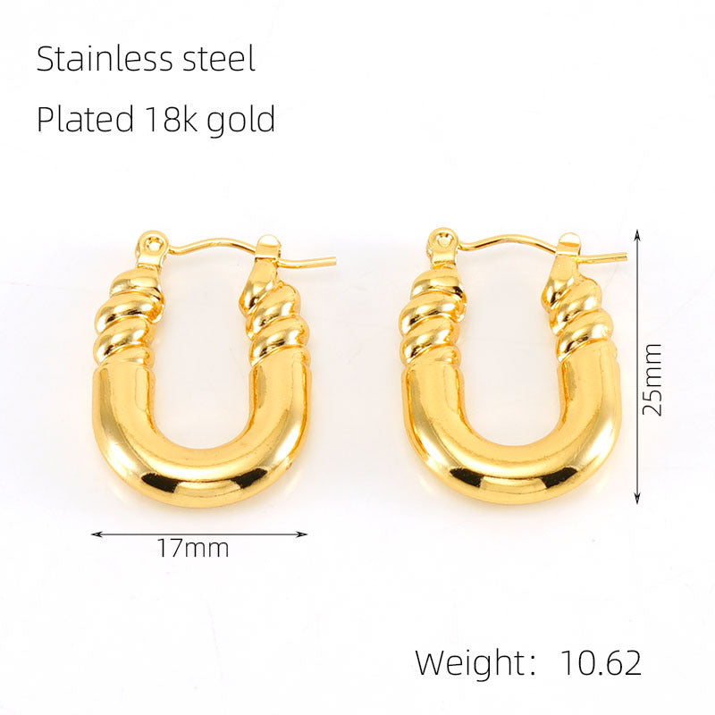 Wholesale Stainless Steel Gold Plated Vintage Geometric Hollow Earrings