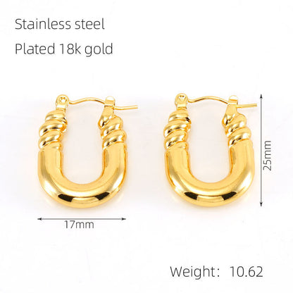 Wholesale Stainless Steel Gold Plated Vintage Geometric Hollow Earrings