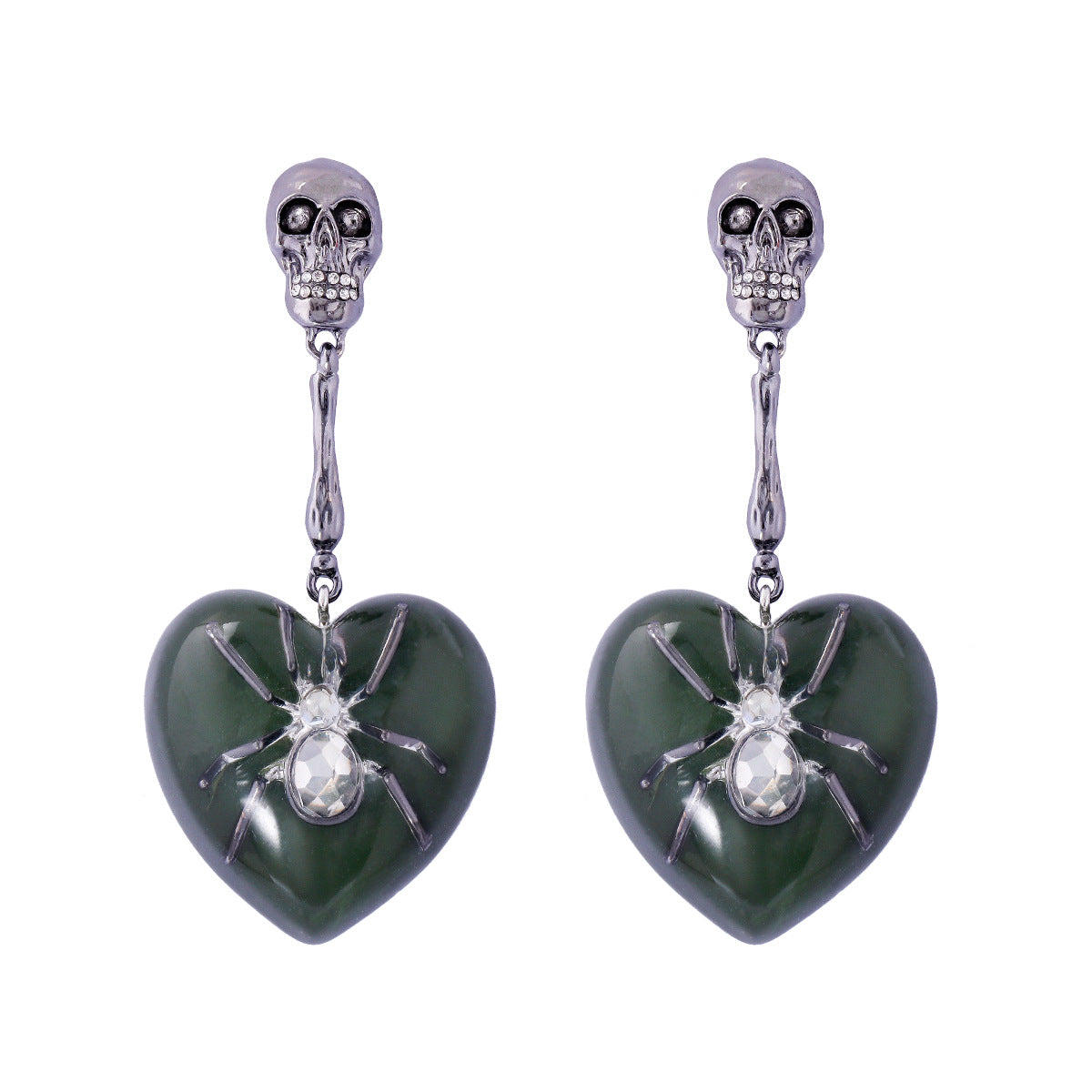 Y2K Skull Spider Love Alloy Earrings