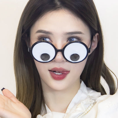 ABS Round Frame Rotatable Eyeball Funny Glasses