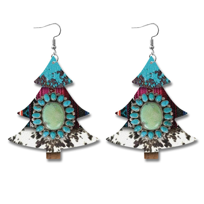 Western Style Christmas Tree Earrings