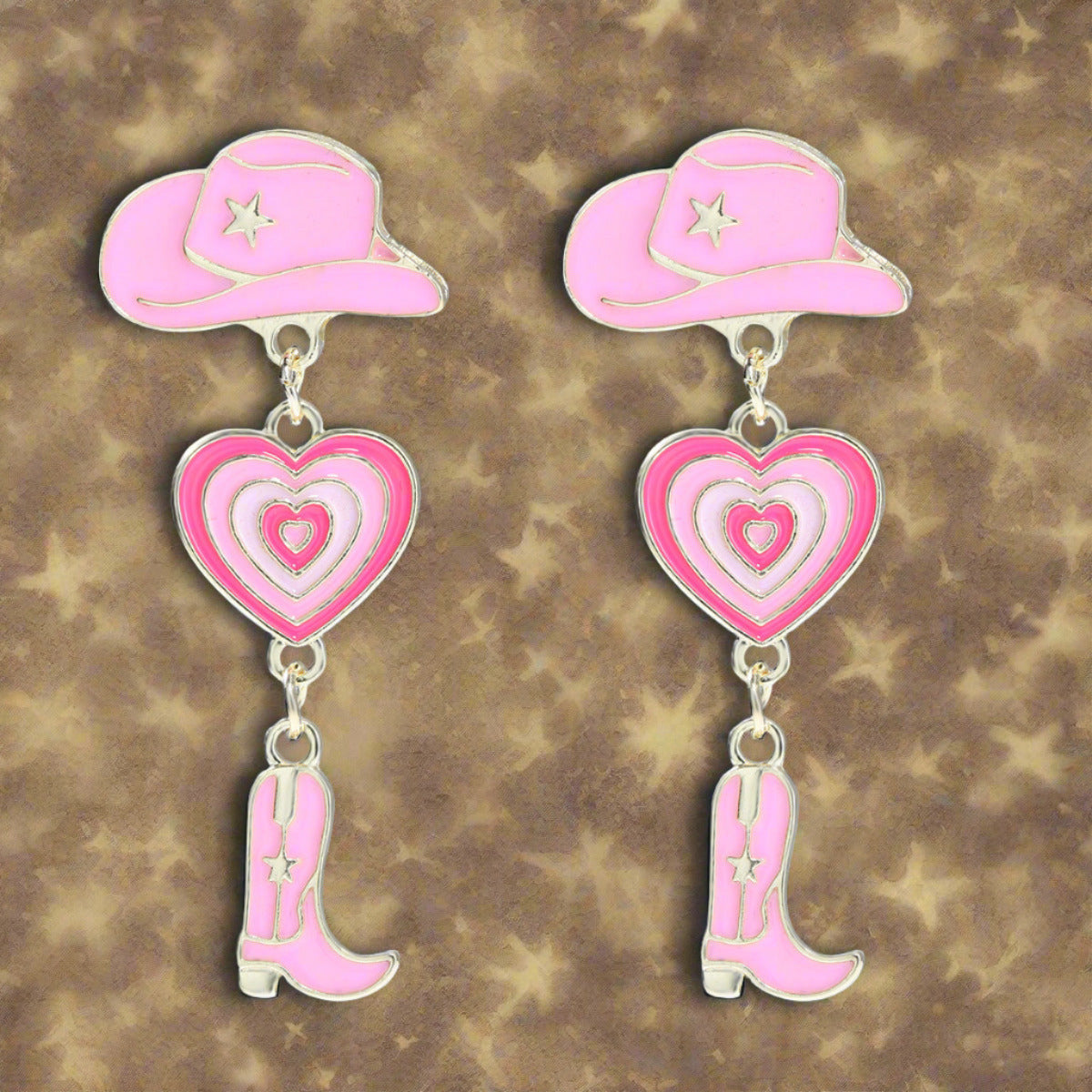 Western Cowboy Hats Boots Heart shaped Earrings