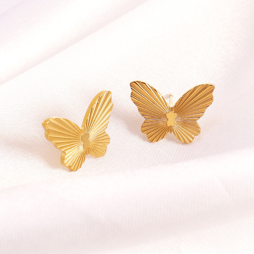 18K Gold Plated Butterfly Titanium Steel Earrings