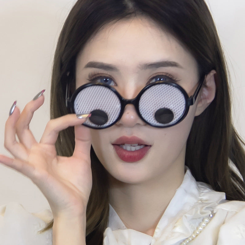 ABS Round Frame Rotatable Eyeball Funny Glasses