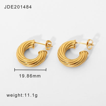 18K Gold Plated Stainless Steel Twisted Earrings