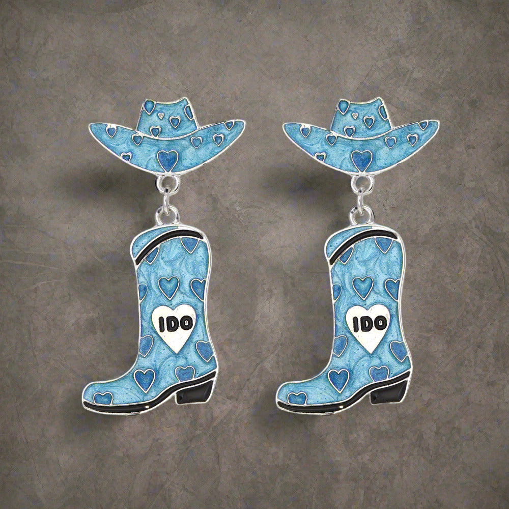 Alloy Drip Oil Love Hat Boots Earrings