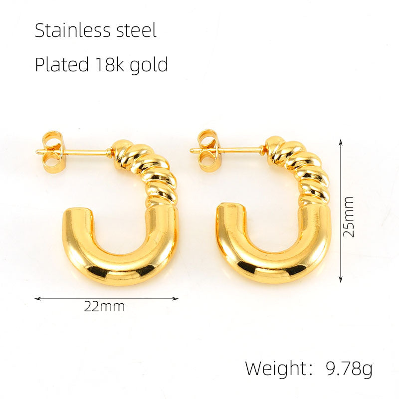 Wholesale Stainless Steel Gold Plated Vintage Geometric Hollow Earrings