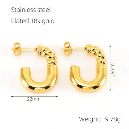 Wholesale Stainless Steel Gold Plated Vintage Geometric Hollow Earrings