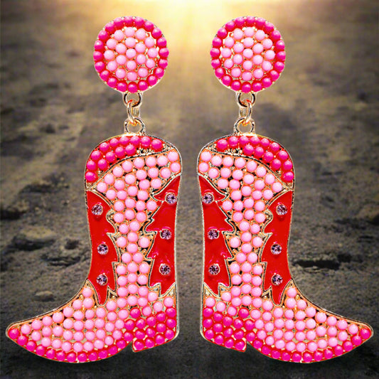 Western Cowboy Hat Alloy Christmas Boots Earrings