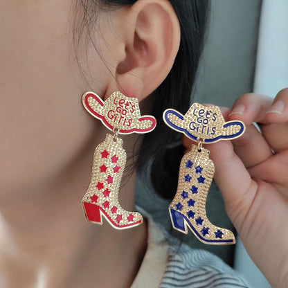 Western Cowboy Hats, Boots, Alloy Earrings