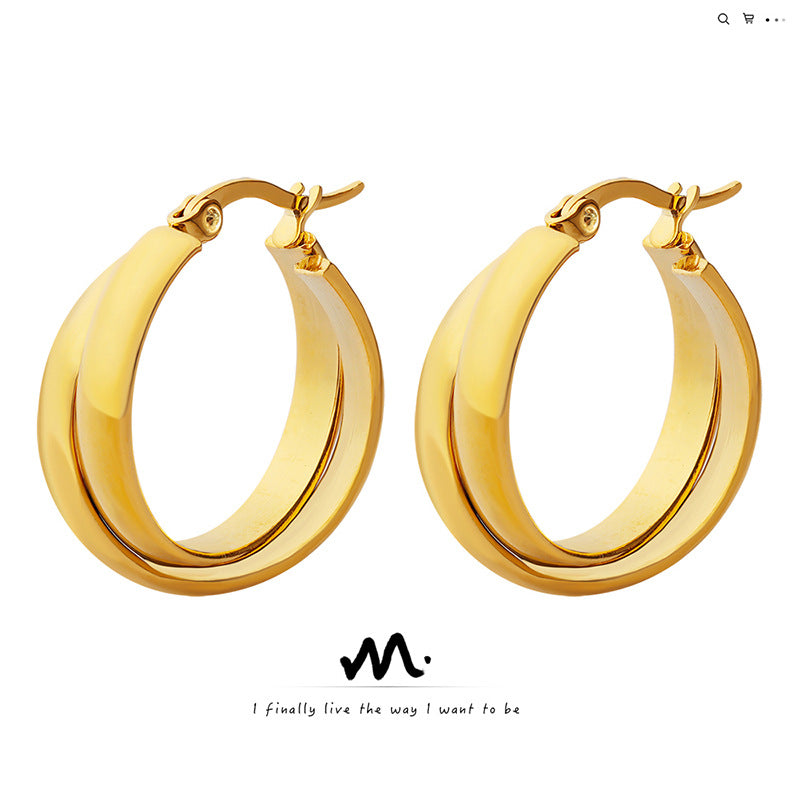 18k Gold Plated Double Piece U Shape Earrings