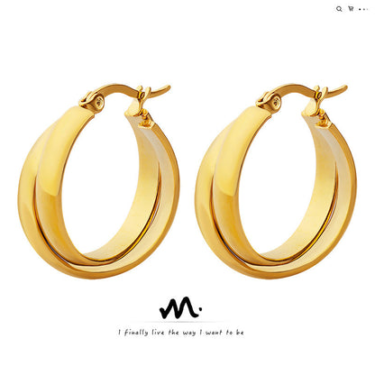 18k Gold Plated Double Piece U Shape Earrings