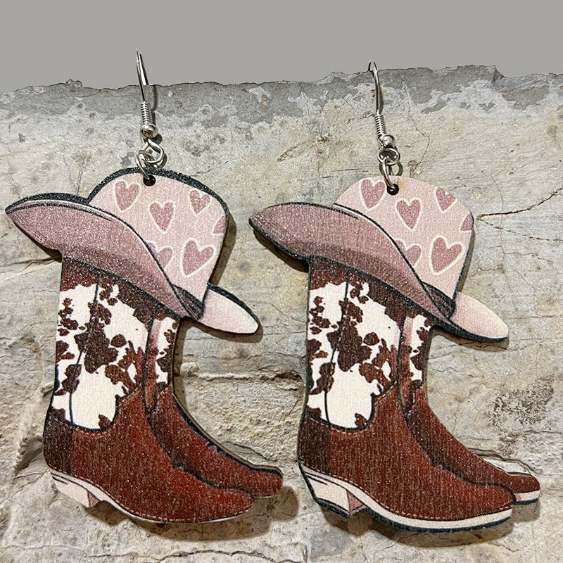 2 Pairs/Pack Lips Cowboy Boots Leopard Wood Iron