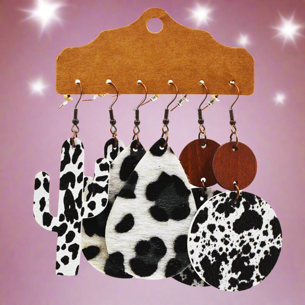 Western Style Leopard Print Cow Earrings