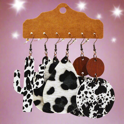 Western Style Leopard Print Cow Earrings