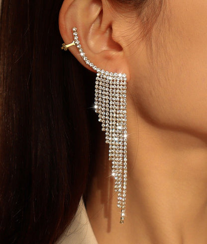 Alloy Rhinestone Tassel Earrings