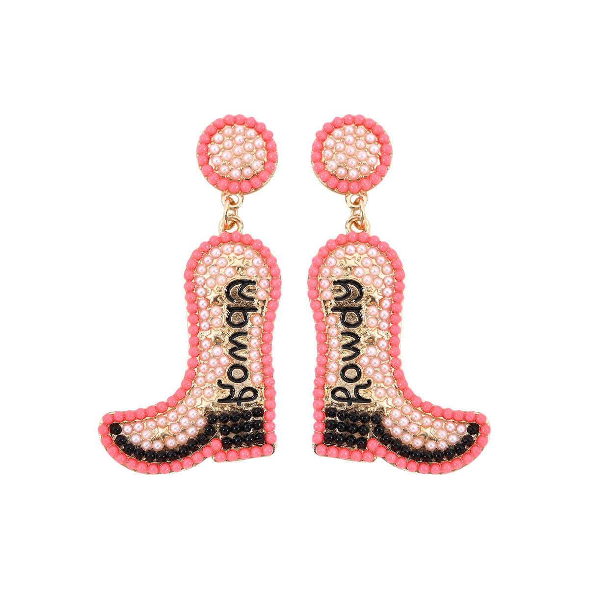 Western Cowboy Hat Alloy Christmas Boots Earrings