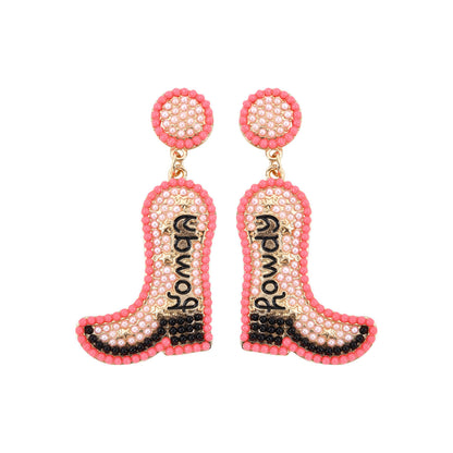 Western Cowboy Hat Alloy Christmas Boots Earrings