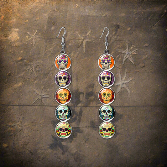 Western Style Calavera Skull Earrings