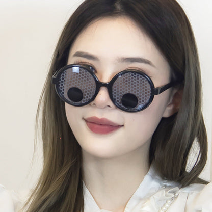 ABS Round Frame Rotatable Eyeball Funny Glasses