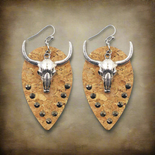 Western Cowboy Cow Head Ethnic Style Leather Earrings