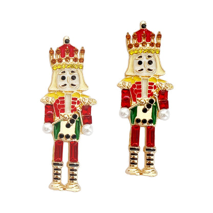 Alloy Diamond Drip Oil Soldier Creative Earrings