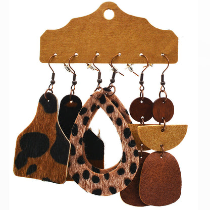 Western Style Leopard Print Cow Earrings