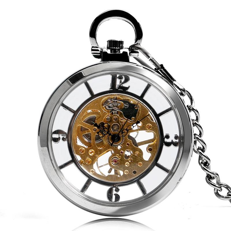 Open Face Skeleton Pocket Watch