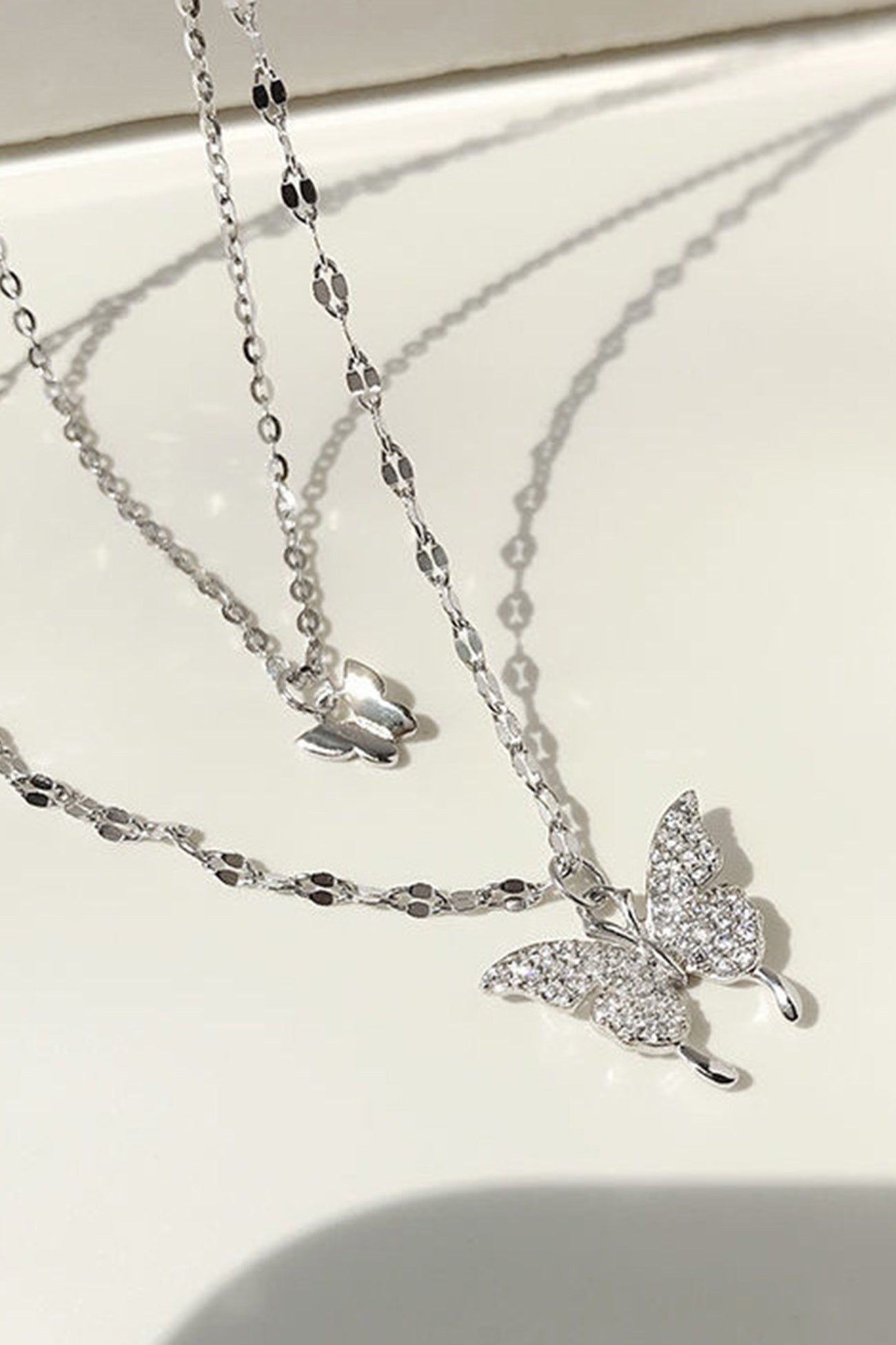 999 Pure Silver Double Layer Butterfly Necklace